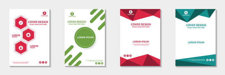 Set of abstract cover design. Annual report, pamphlet, presentation, brochure. Front page, book cover layout design. Cover design template.