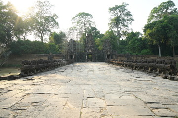 Siem Reap,Cambodia-Januay 12, 2019: The east causeway of Preah Khan, Siem Reap, Cambodia
