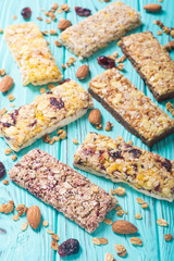 Healthy homemade snacks breakfast . Granola bars