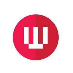 Initial Letter W Icon, White Alphabet W on Red Color Circle Shape, Flat Style Logo Element