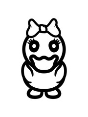 frau mädchen weiblich hübsch schön schleife küken von vorne huhn baby vogel kleines kind süß niedlich comic cartoon clipart ente design