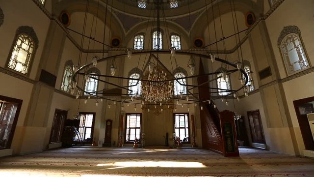 Bursa Ottoman Emir Sultan Mosque Doors Interior Chandelier