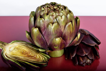 artichokes on white background