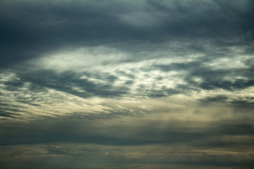 Storm clouds completely cover the celestial vault.