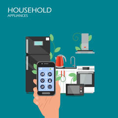 Household appliances vector flat style design illustration