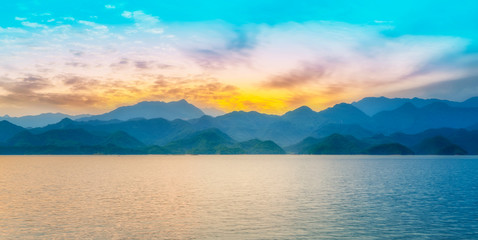 Natural Landscape and Lake Scenery of Qiandao Lake in Hangzhou..