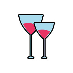 glasses of wine isolated icon
