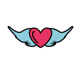 heart love with wings isolated icon