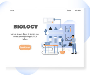 Biology vector website landing page design template