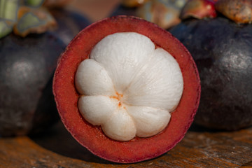 Mangosteen on wooden board