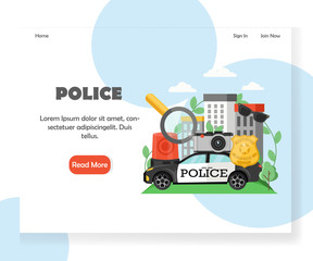 Police vector website landing page design template