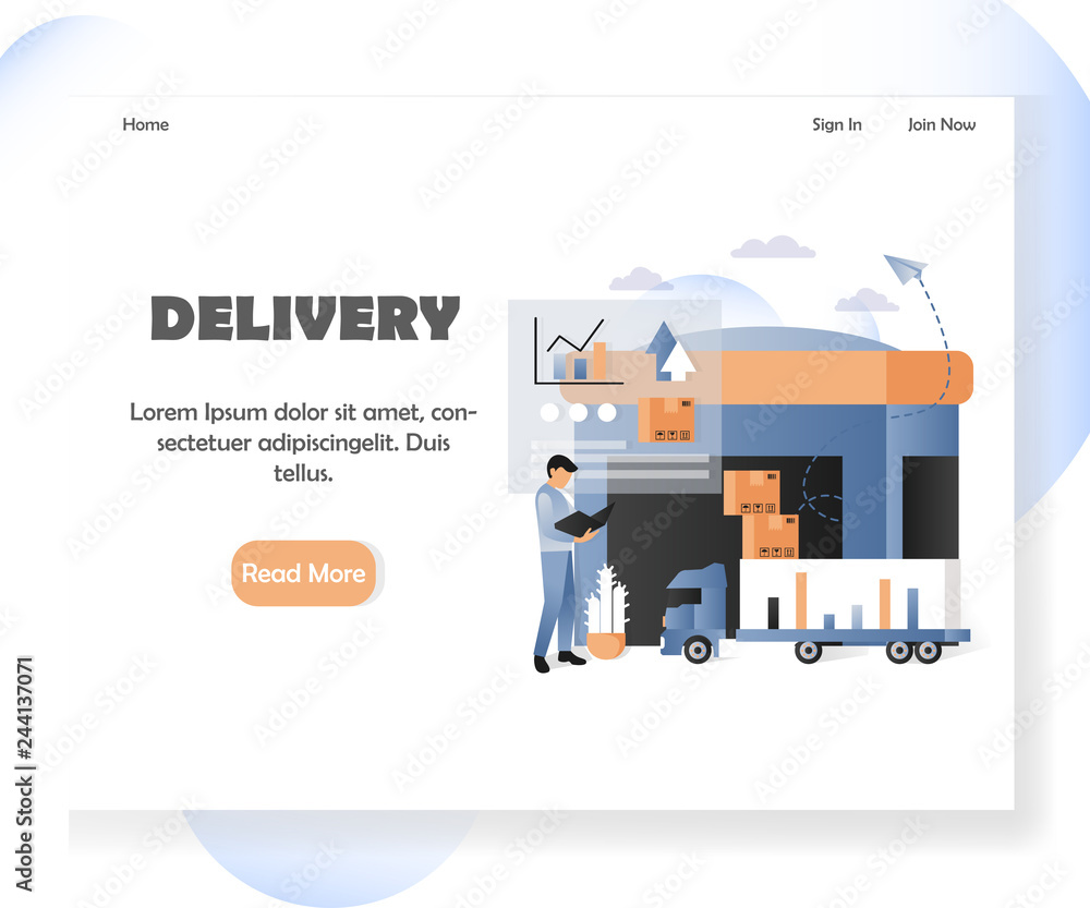 Poster delivery vector website landing page design template