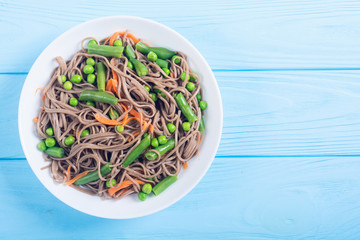 Fototapeta na wymiar Soba noodles salad