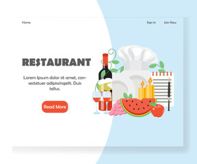 Naklejka premium Restaurant vector website landing page design template