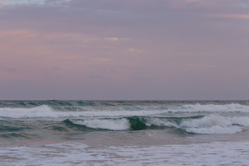 idyllic beach view at sunset