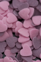Fototapeta na wymiar Purple ,Pink Candy Hearts,Colorful sweetss, sprinkle