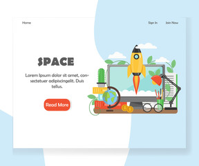 Space vector website landing page design template