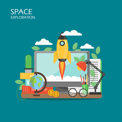 Space exploration vector flat style design illustration