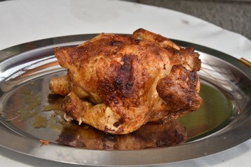 Whole Roasted Chicken on tray