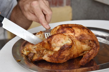 Whole Roasted Chicken on tray