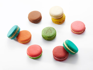 Cute pastry macaron, on a white background