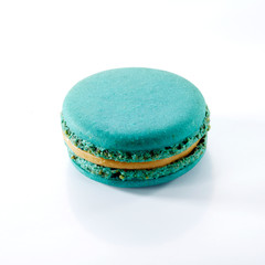 Cute pastry macaron, on a white background