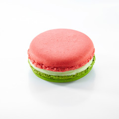 Cute pastry macaron, on a white background