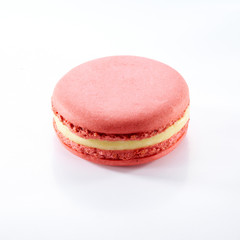 Cute pastry macaron, on a white background