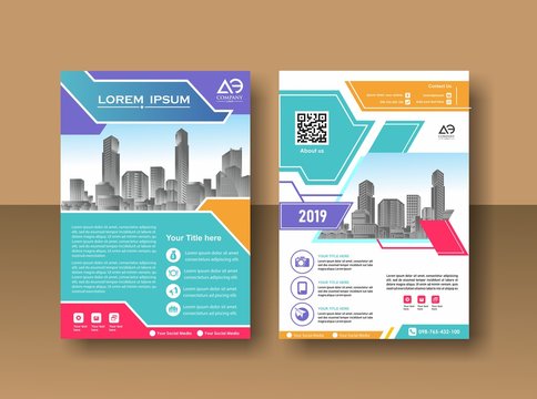 Modern cover brochure flyer design template. City background business book leaflet cover design in A4 magazines, posters, booklets, wallpaper, banners, corporate presentation.
