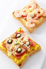 Delicious western-style bread snack on a white background