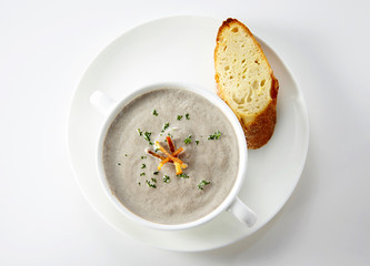Delicious western soup on a white background