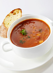 Delicious western borscht on white background