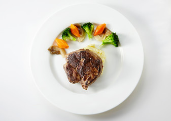 Delicious western style sirloin on a white background
