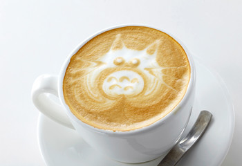 Delicious coffee drink on white background