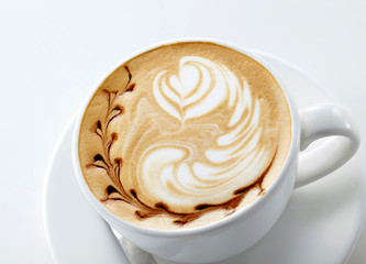 Delicious coffee drink on white background