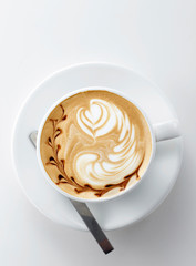 Delicious coffee drink on white background
