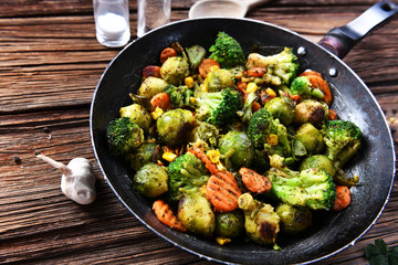 Grilled vegetables from the pan