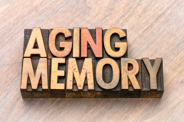 Fototapeta premium aging memory word abstract in wood type