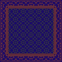 Decorative Pattern With Geometric Decoration. Symmetric Pattern . For Print Bandanna, Tablecloth, Fabric Fashion. blue, brown color