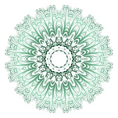 Green color gradient. Flower coloring Mandala. decorative elements. Oriental pattern, vector illustration. Indian, moroccan, mystic, ottoman motifs.