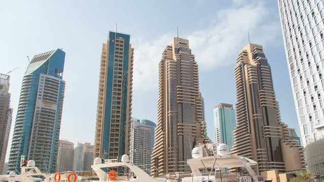 Dubai Marina urban Hyperlapse time-lapse UAE. zoom out