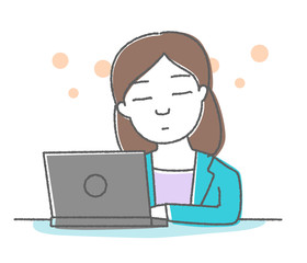 仕事中に居眠りをする女性