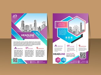 Fototapeta premium cover of a modern business brochure layout or flyer template, poster, magazine, annual report, book, booklet with red circle and gray design. Size A4