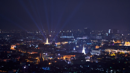 landscape of aerial view of thailand with grand palace and royal temple