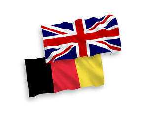 Flags of Belgium and Great Britain on a white background