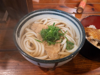 tofu udon with eel rice and green tea