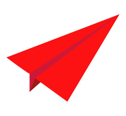 red paper airplane icon on white background. flat style. red paper aircraft icon for your web site design, logo, app, UI. paper plant symbol. red paper airplane sign.