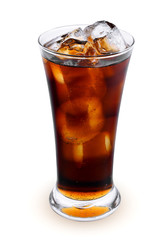 fresh coke in the glass isolated on a white background