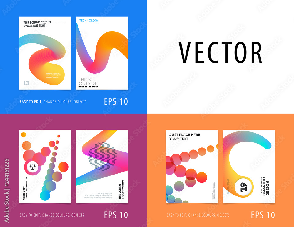 Wall mural design of brochure smooth soft template. creative abstract set, annual report, horizontal cover, fly