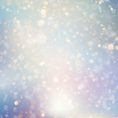 Fototapeta na wymiar Christmas background with white blurred snowflakes. EPS 10
